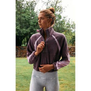 Free People FP Movement So Fly Half Zip Crop Jacket in Boysenberry Combo Size Sm